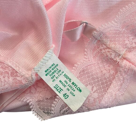 Vintage Lace Trim Vneck Cami Powder Pink Size Medium Coquette Dainty - Picture 5 of 7